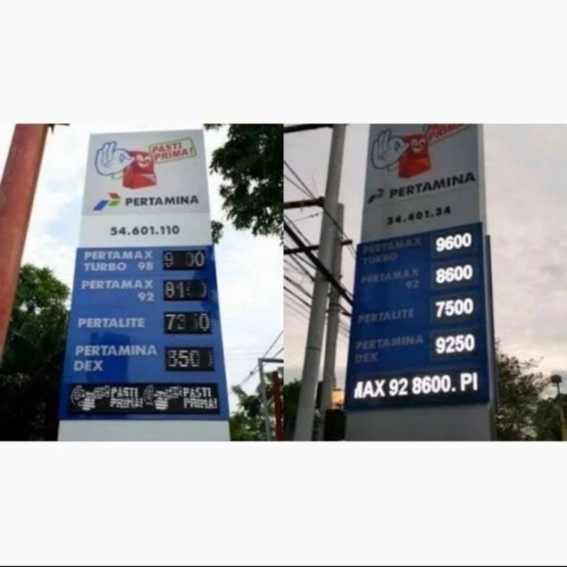 Totem Harga SPBU Pertamina Display Running seting App Wifi 1 set
