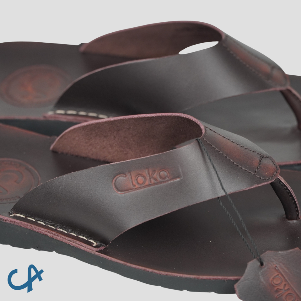 Sandal Pria Kulit Sapi Full Distro Kasual Sendal Cowok Santai Leather Flipflops Original Cloka Flacianto