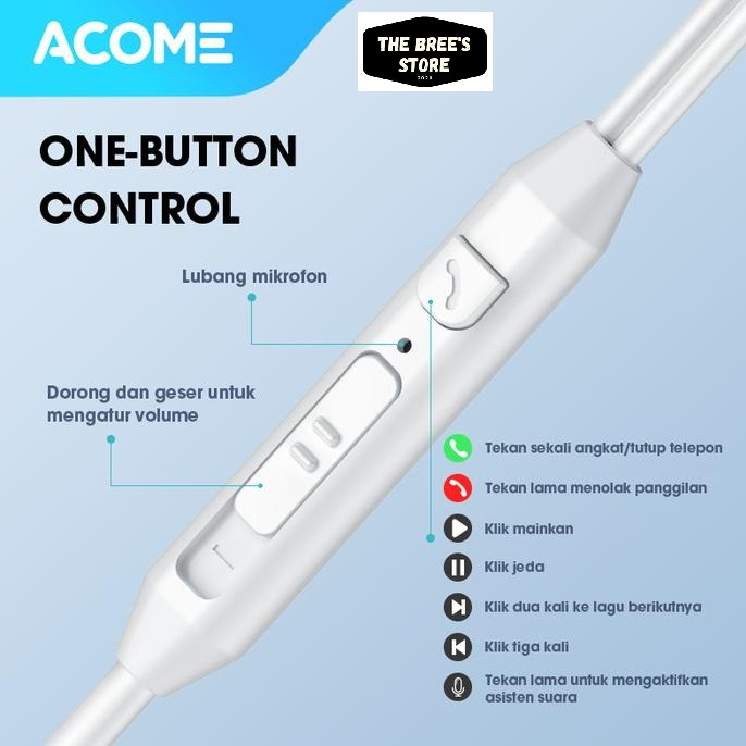 Acome Wired Earphone Semi In Ear Headset Bass Garansi Resmi 1 thn AW06 HIGH QUALITY