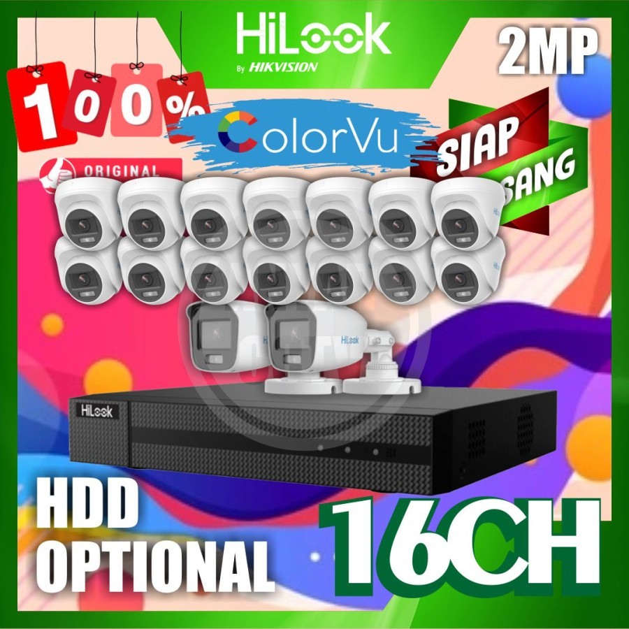 Paket CCTV HiLook 2MP COLORVU 16 KAMERA SIAP PASANG