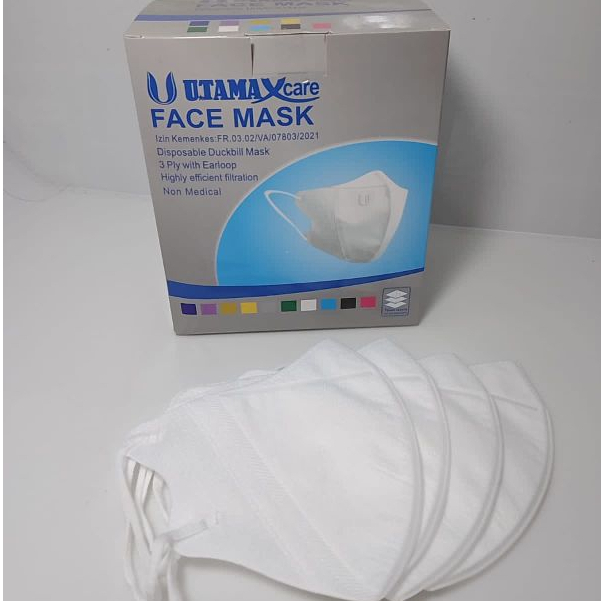 MASKER DUCKBILL UTAMA FACE MASK / DUCKBILL DISPOSABLE MASK SATU KOTAK ISI 50 PCS