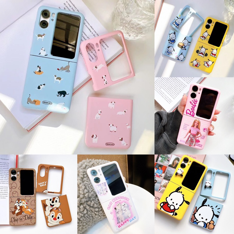 Korean Case OPPO Find N2 Flip 5G Folding Phone Casing Shockproof Protective Case Hardcase Colorful Cartoon