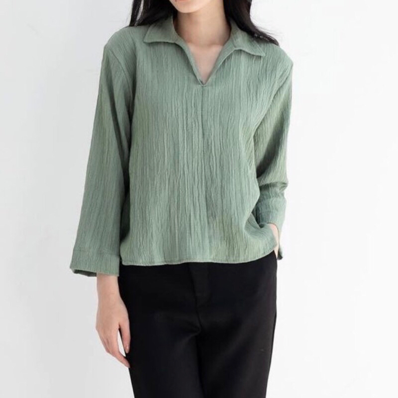 Kemeja Wanita Agatha Blouse Basic Lady Crush Oversize