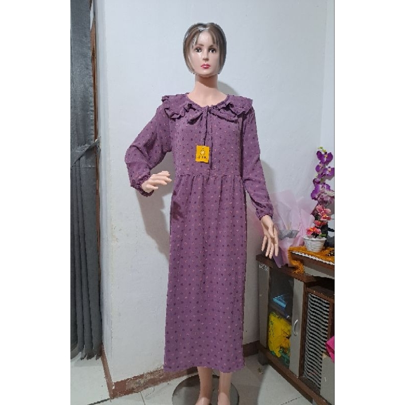 midi dress crinkle urugiri wanita