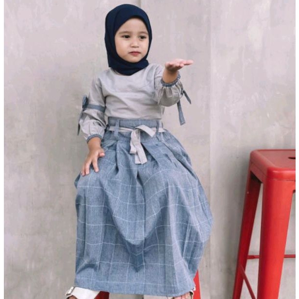 Stelan Anak Perempuan Terbaru  || Setelan Rok Anak || Setelan Muslim Anak Naura Set By Hoofla