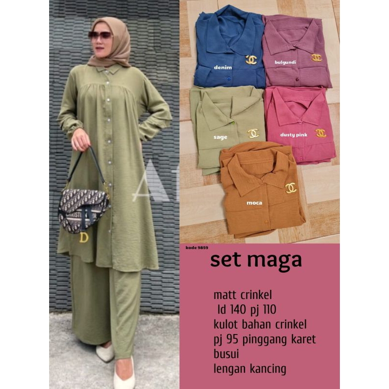 setelan celana crinkle / one set jumbo / setelan tunik