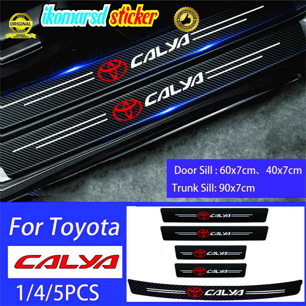 SILL PLATE KARBON 3D MOBIL CALYA STICKER CARBON 3D PIJAKAN BUMPER BAGASI MOBIL TOYOTA CALYA SEPAKET