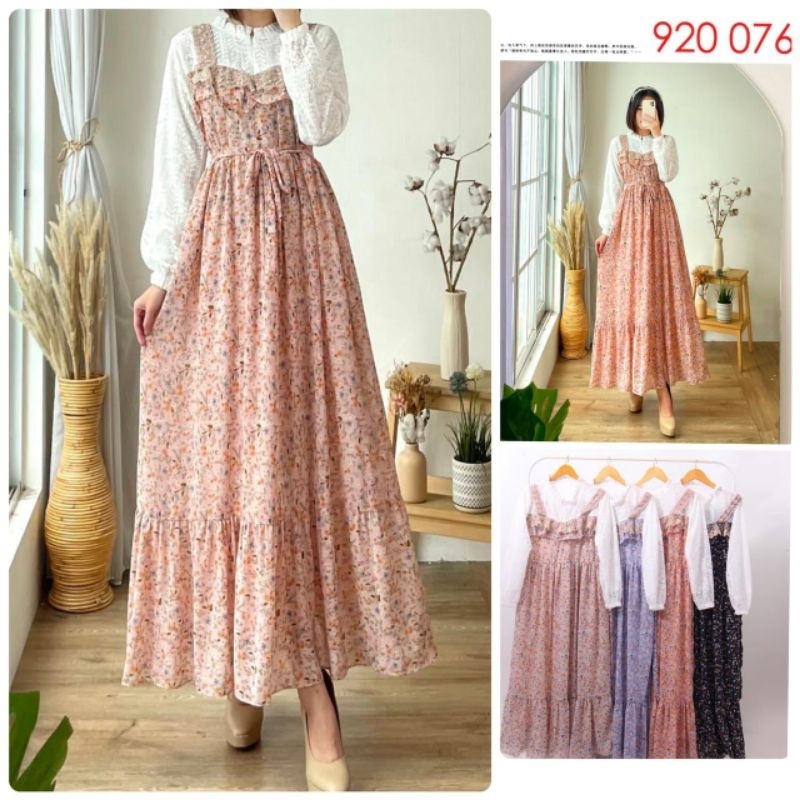 GAMIS FLOWER BYE GRATIAS CITRA Overall Dress Ceruty Premium mix Brukat Premium Terbaru Renda Lace Go