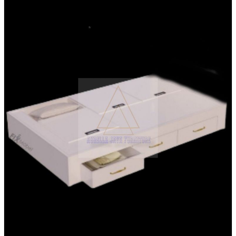 tempat tidur minimalis putih / dipan minimalis kayu jati / tempat tidur lesehan