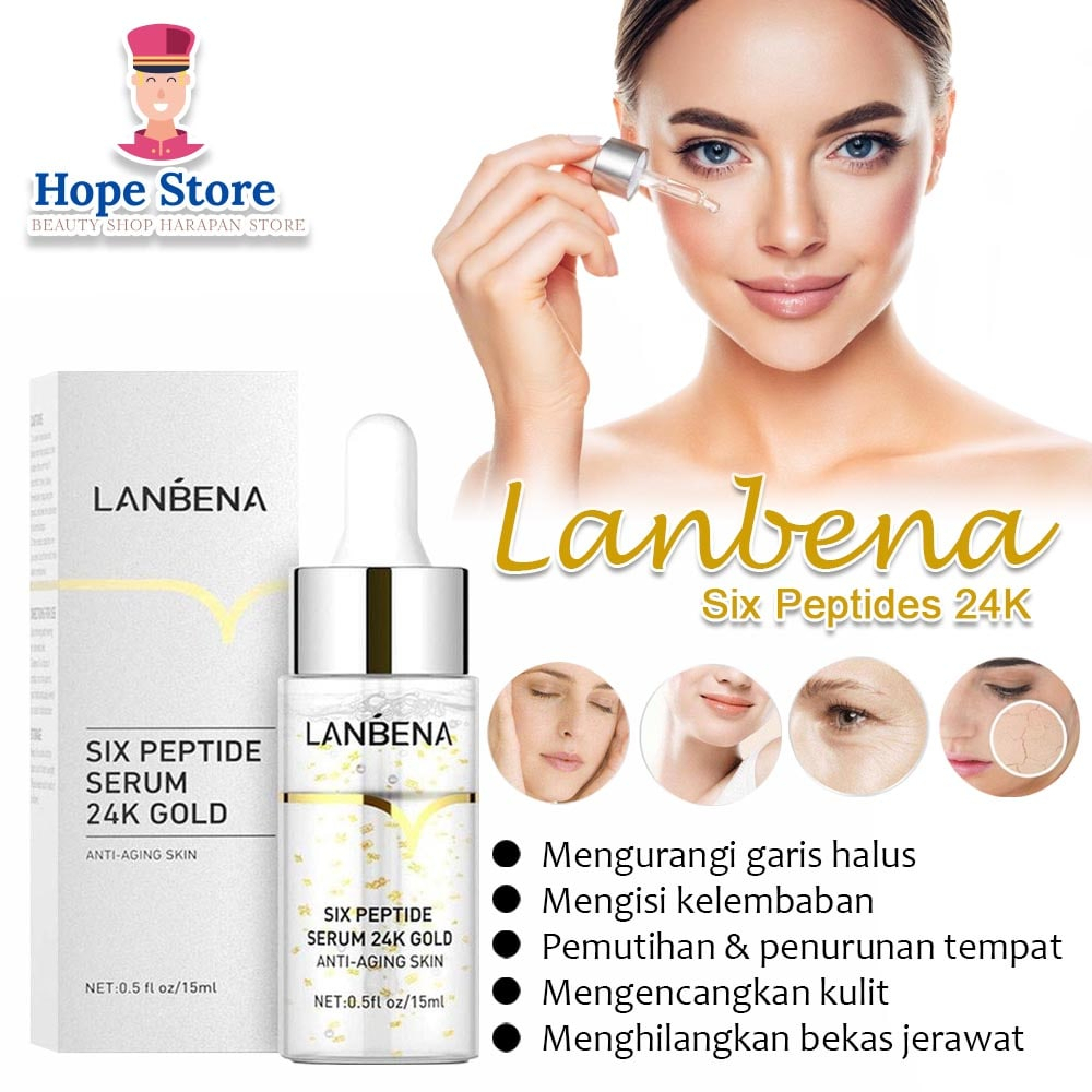 Hope Store - Facial Serum Six Peptides Serum 24k Gold  Penghilang Bekas Jerawat /Mengecilkan Pori Pori Anti Aging