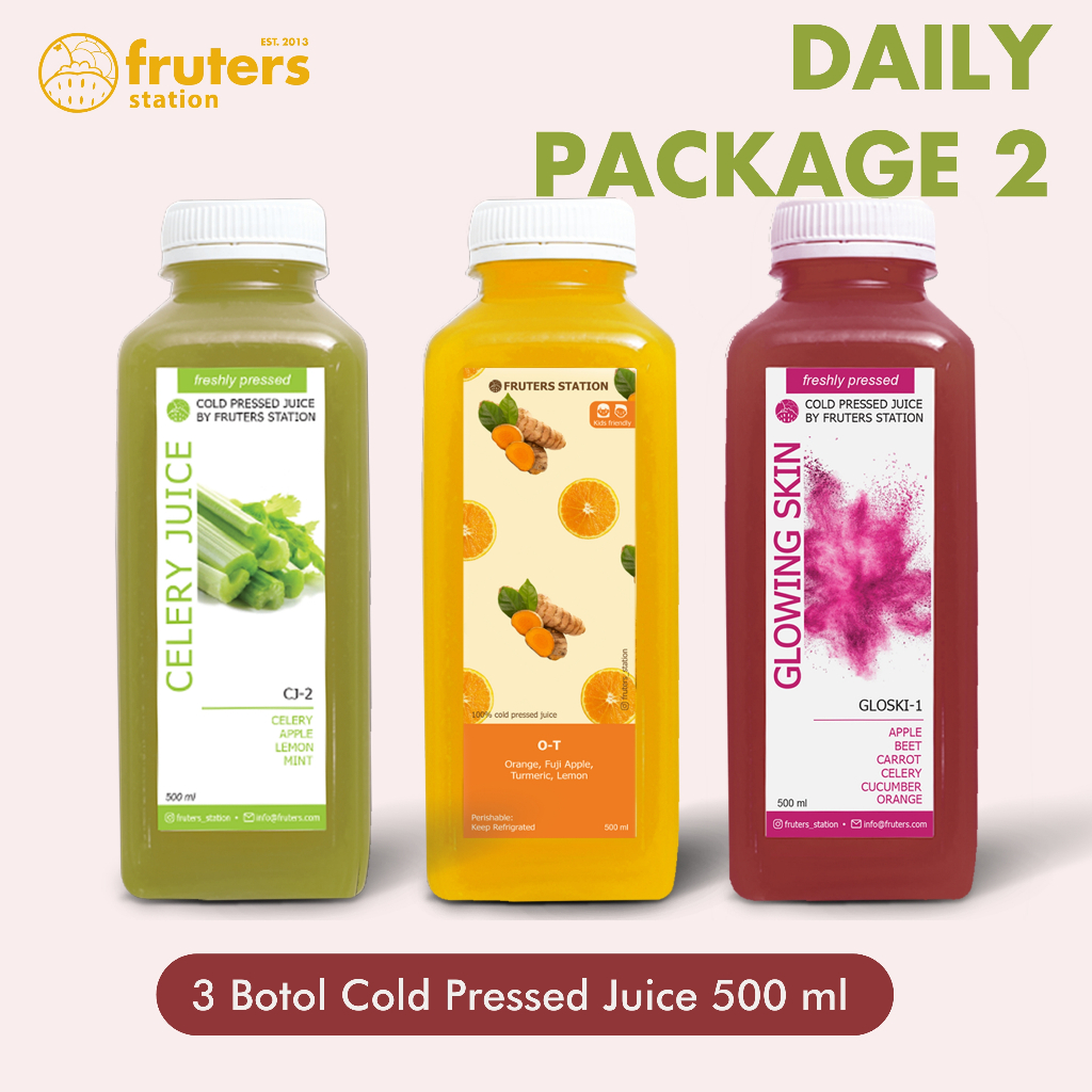 

Cold Pressed Juice 100% Asli 3 Botol 500 ml DAILY PACKAGE 2 Fruters Station
