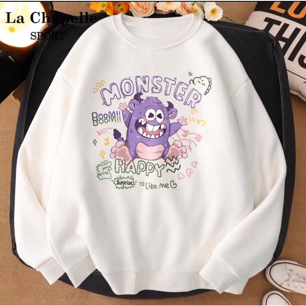 PABRIKHOODIE- BASIC SWEATER LITTLE MONSTER M-XXL (SABLON) {PRIA &amp; WANITA}