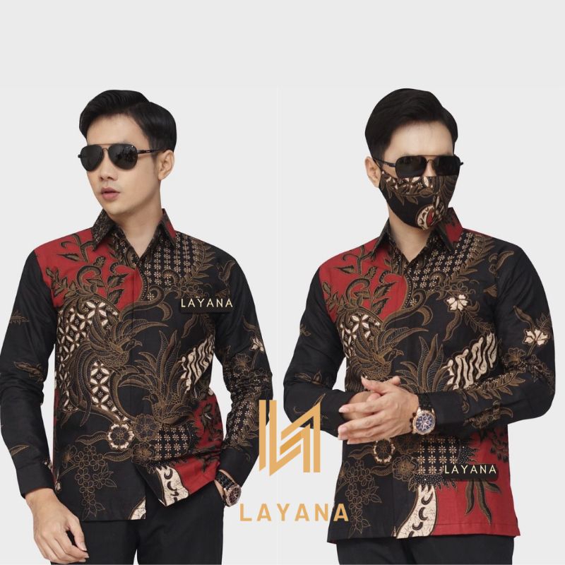 Kemeja Batik Layana Reguler Motif Lawasan Merah Pakain Formal Nonformal Baju Keluarga