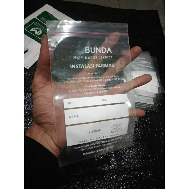 Sablon Plastik Klip Obat Custom Uk. 12 x 20