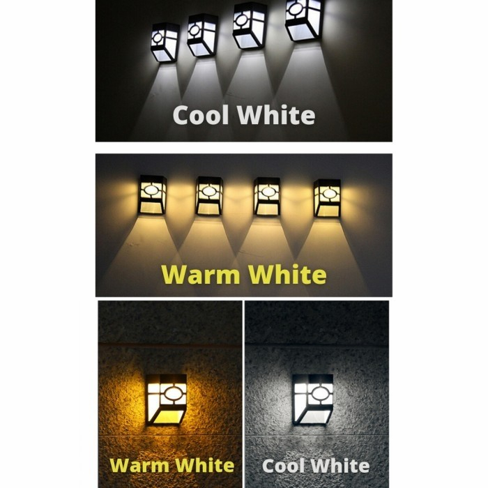 S02- Lampu Taman Persegi Tempel Hias Pilar Teras Outdoor Solar Cell