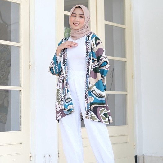 Cardigan Kimono Oversize Batik, Outer Kimono cardigan Wanita Katun