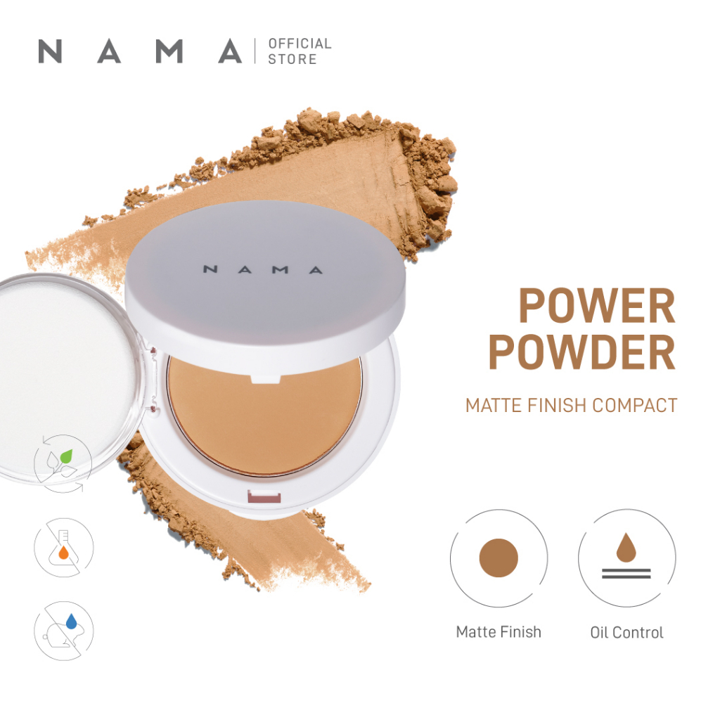 NAMA Power Powder Matte Finish Compact | Compact Powder Oil Control Bedak Padat Menyerap Minyak