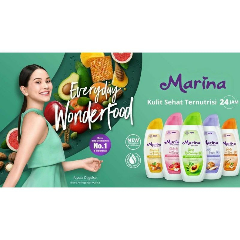 MARINA NATURAL Hand &amp; Body Lotion - 150ml (KEMASAN LAMA 185ml) ❤ jselectiv ❤ Body Lotion MARINA - ORI✔️BPOM✔️COD✔️