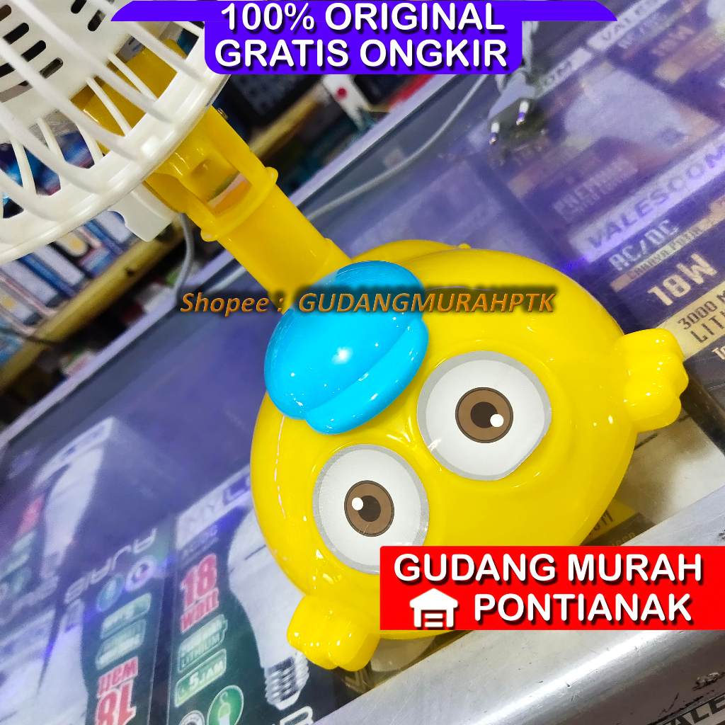 Kipas angin karakter Minion / Desk fan Minion Kuning Swing Bisa MENOLEH PROFAN / YUNDAI