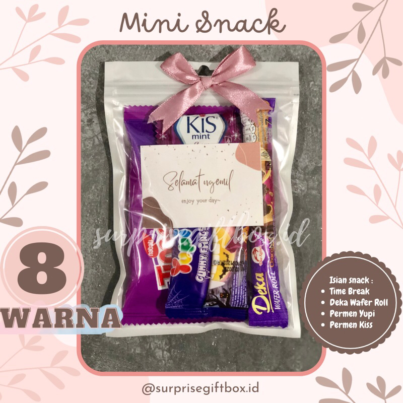 Mini Snack/ Snack Gift/ Hampers Snack Mini/ Mini Gift Snack/ Hadiah Kelulusan/ Hadiah Perpisahan/ Hadiah Natal/ Kado Natal/ Kado Hari Ibu/ Hadiah Ulang Tahun