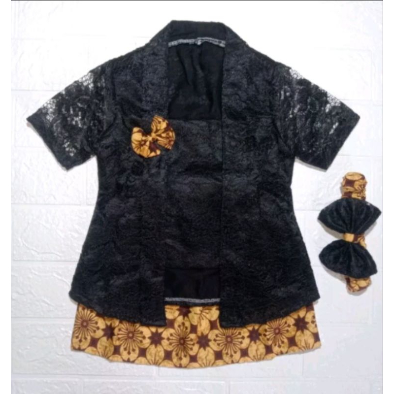 DIJAMIN REALPICT // KEBAYA ANAK/BAYI KEBAYA KUTUBARU ANAK  WARNA HITAM KEBAYA REAL PICT SETELAN KEBA
