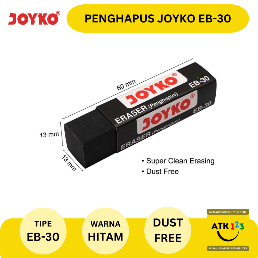 Eraser / Penghapus Joyko EB-30 Penghapus Hitam Dust Free