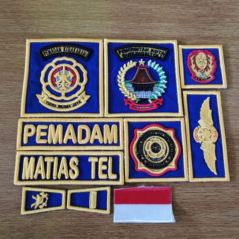 ATRIBUT DAMKAR BET PEMADAM BORDIR LOGO LENGKAP NAMA DAN LOGO DAERAH