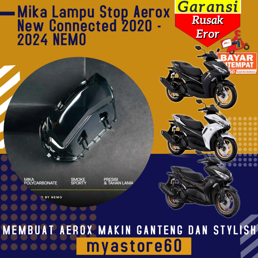 Mika Kaca Lampu Stop Lamp Stoplamp Yamaha Aerox New Connected 2020 2021 2022 2023 2024 NEMO