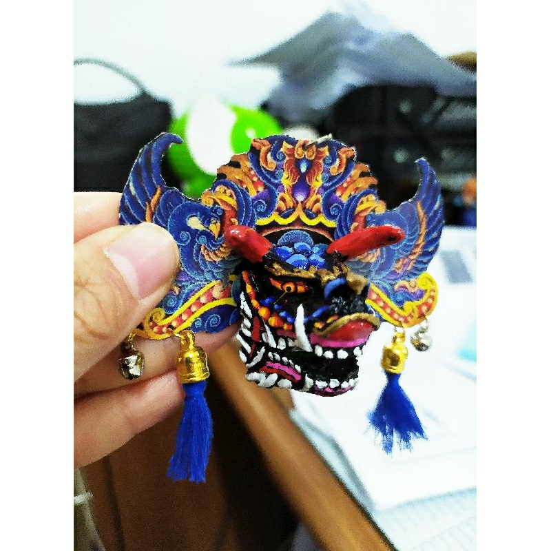 BARONGAN mainan DEVIL TELON BIRU reog jawa timur gantungan kunci souvenir barong