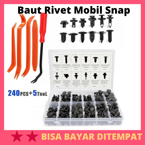 Baut Rivet Mobil Universal Car Push Pin Fasteners 350PCS / Baut Rivet Ripet Murklip Clip Klip Paku S