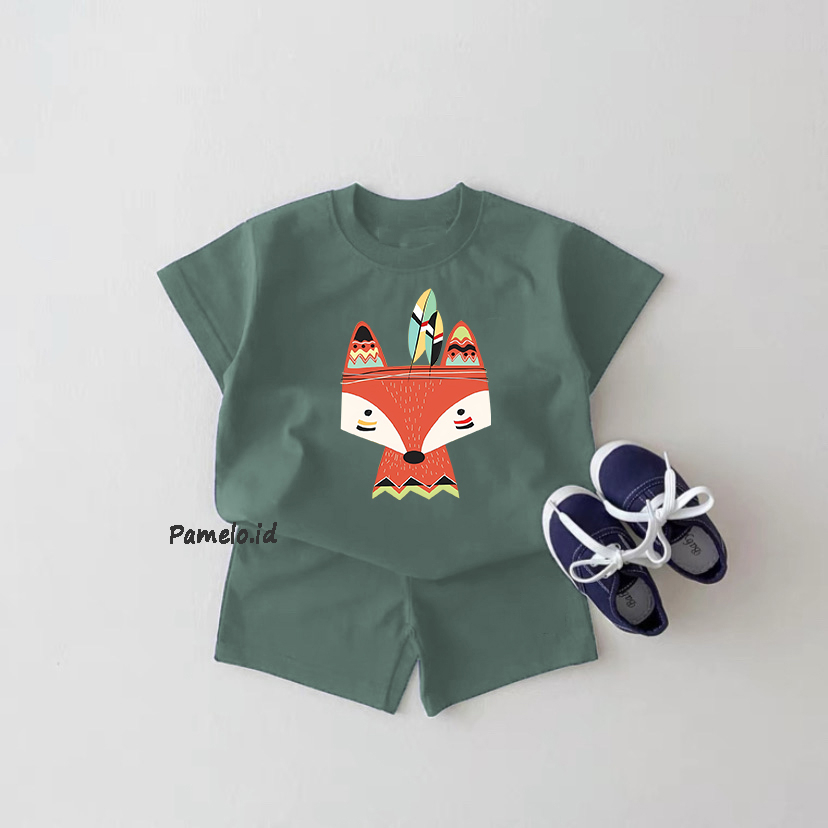 Pamelo.id Set Anak FOX Indian / Fashion Anak / Stelan baju anak / Korea Style / Set Balita / Set Anak Unisex