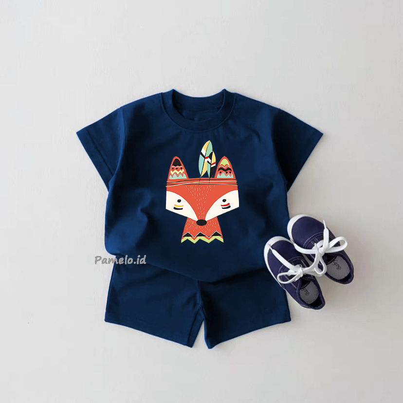 Pamelo.id Set Anak FOX Indian / Fashion Anak / Stelan baju anak / Korea Style / Set Balita / Set Anak Unisex