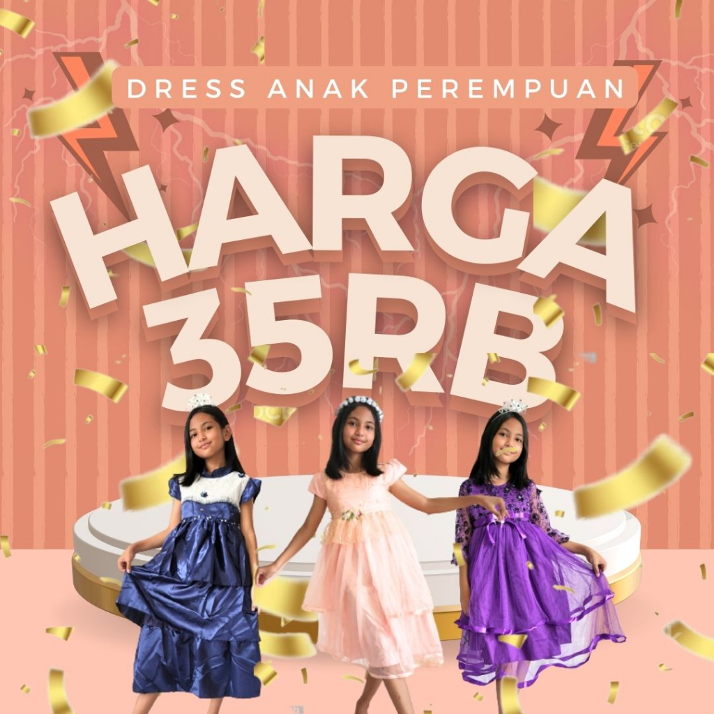 (SERBA 35RB KHUSUS LIVE) Dress Anak 4 5 Tahun Murah Cantik Gaun Ulang Tahun Murah Dress Pesta Baju Anak Cewek
