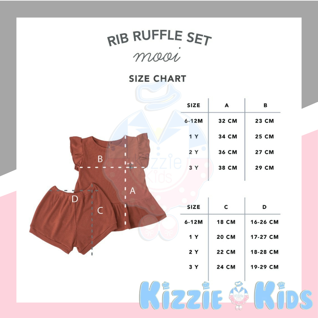 Mooi Setelan Anak Perempuan Rib Ruffle Set