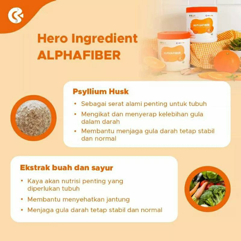 BIOALPHA AlphaFiber 250 Gram + Bonus | Alpha Fiber Suplemen Minuman Serat Fiber Gula Diabetes Rasa Jeruk