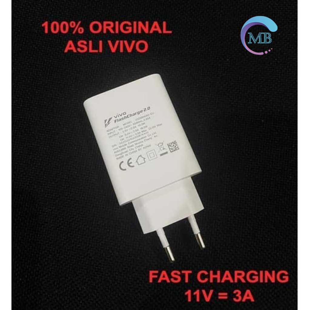 BATOK ADAPTER / KEPALA CHARGER VIVO 33WATT ORIGINAL 100% FAST CHARGER VIVO Y91 Y93 Y95 Y91C Y71 Y81 Y83 Y20 Y30 Y50 Y01 Y02 Y16 Y22 Y35 Y12 Y15 Y17 Y19 V11 V11PRO V15 V15PRO V19 V20 V21 V23 V25 V27 V27E Z1PRO S1PRO X30 X50 X60 PRO X70 PRO MB4995