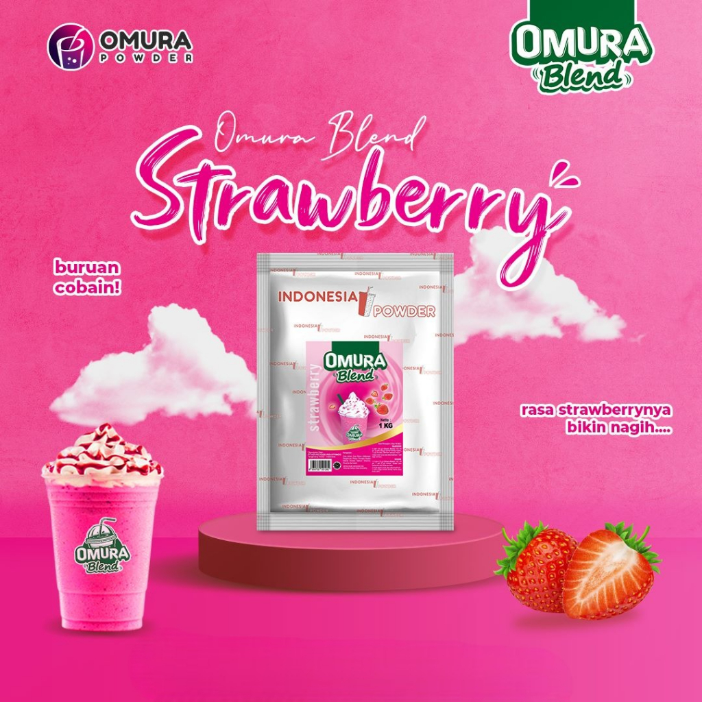 

BLEND Bubuk Minuman Premium Rasa Strawberry / Stroberi Mix Gula 1 Kg & 500 Gram Indonesia Powder