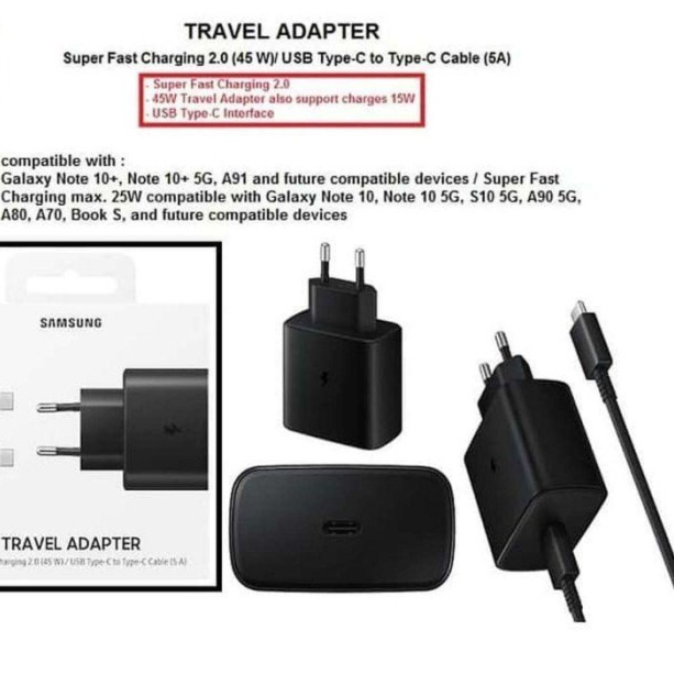 CHARGER S22 ULTRA PLUS NOTE 20 ULTRA - 20 PLUS -S20 ULTRA A73 A53 A33 A23 A13 M53 M33 M23 -FAST CHARGING USB C TO C 45W