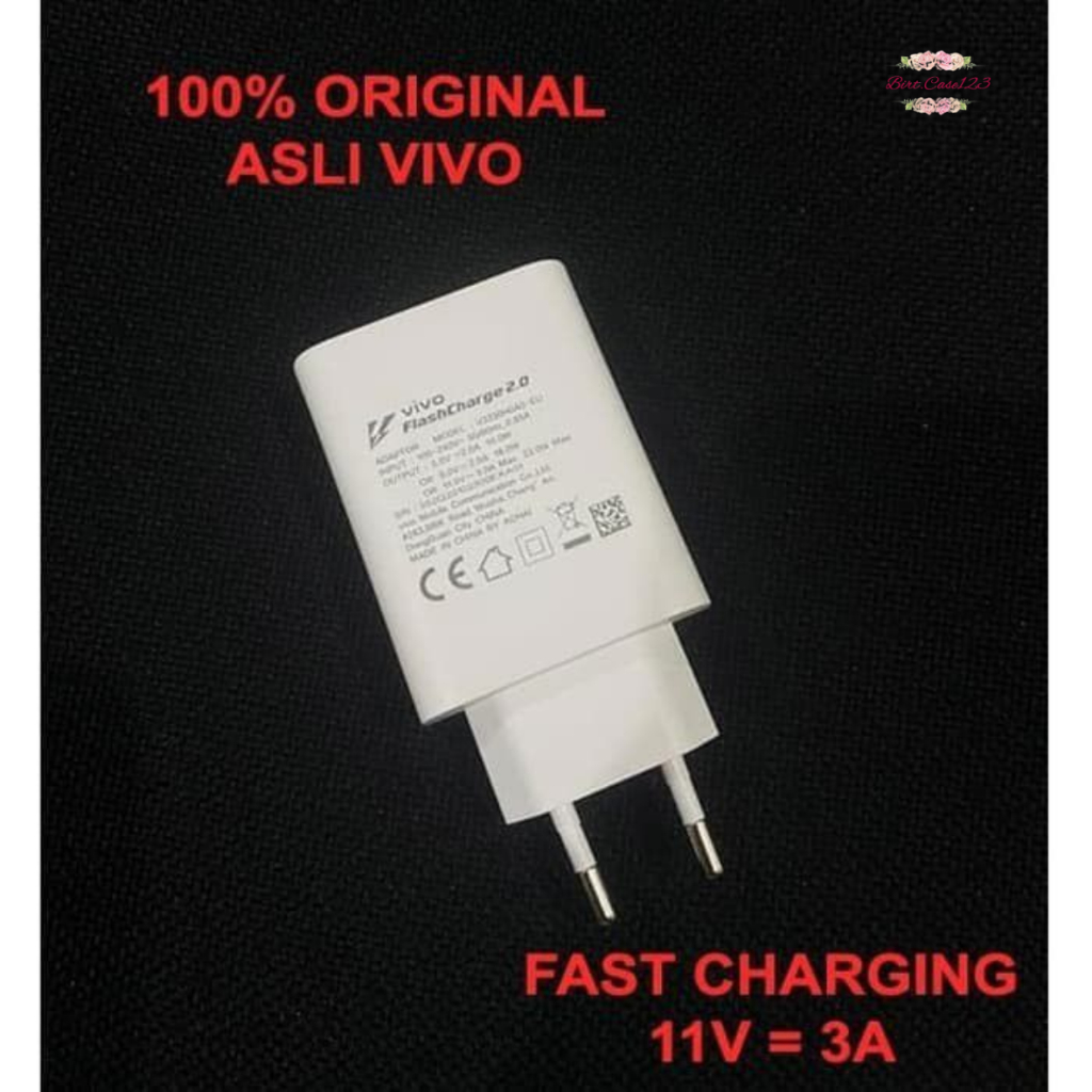 BATOK ADAPTER / KEPALA CHARGER VIVO 33WATT ORIGINAL 100% FAST CHARGER VIVO Y91 Y93 Y95 Y91C Y71 Y81 Y83 Y20 Y30 Y50 Y01 Y02 Y16 Y22 Y35 Y12 Y15 Y17 Y19 V11 V11PRO V15 V15PRO V19 V20 V21 V23 V25 V27 V27E Z1PRO S1PRO X30 X50 X60 PRO X70 PRO BC7928