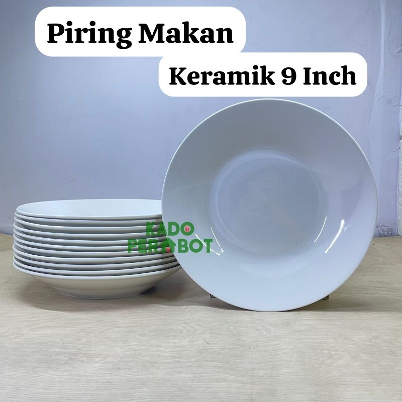 piring keramik polos 9inch - piring makan keramik - piring polos