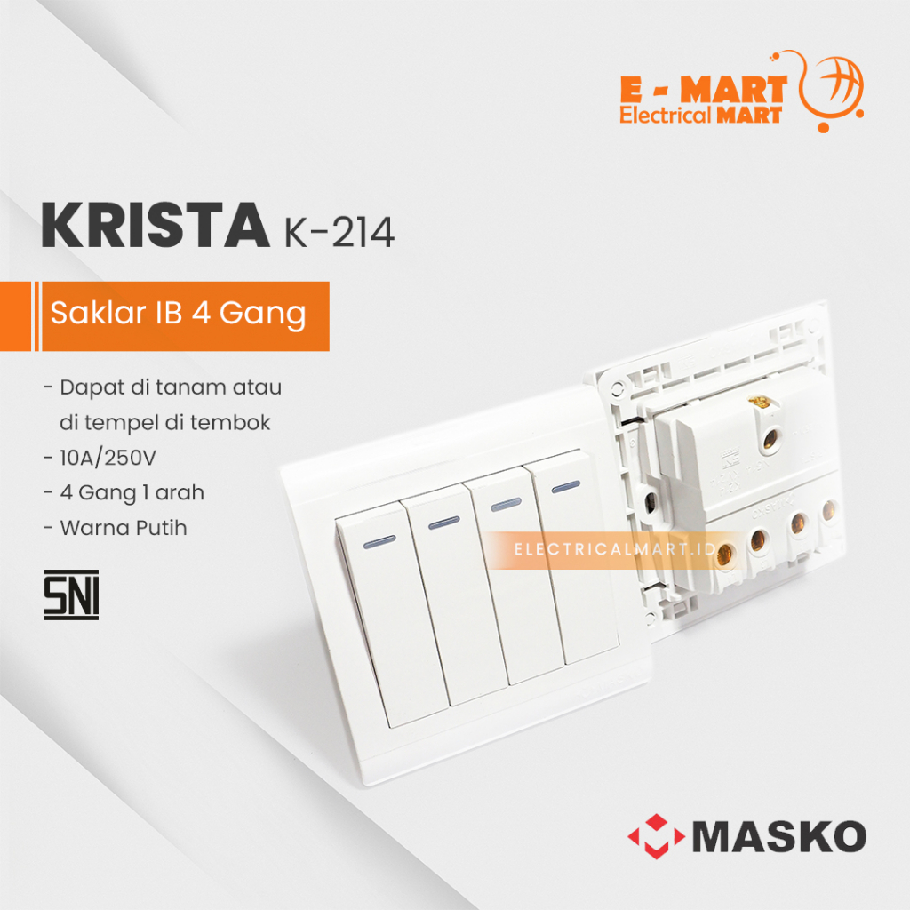 Masko KRISTA Saklar 4 Gang PUTIH K-214