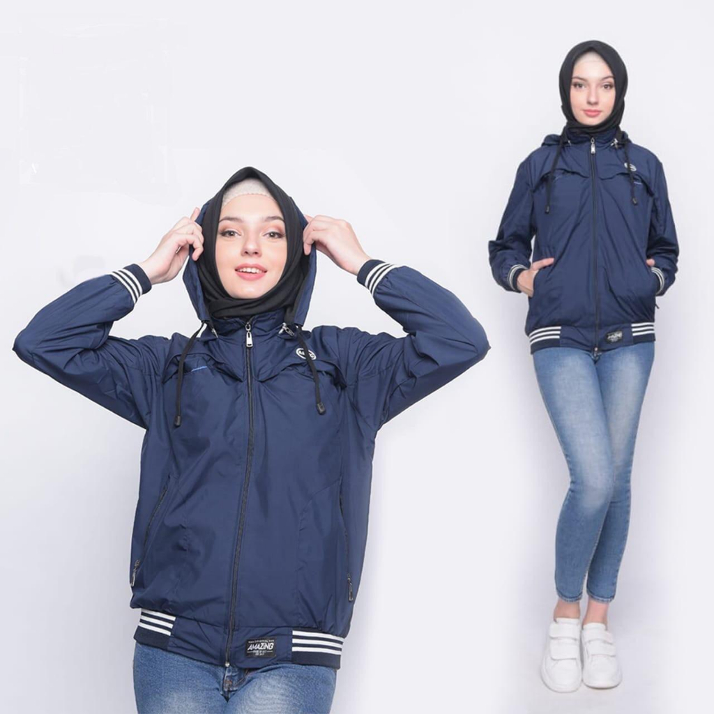 Justrue Jaket Wanita Polos Navy