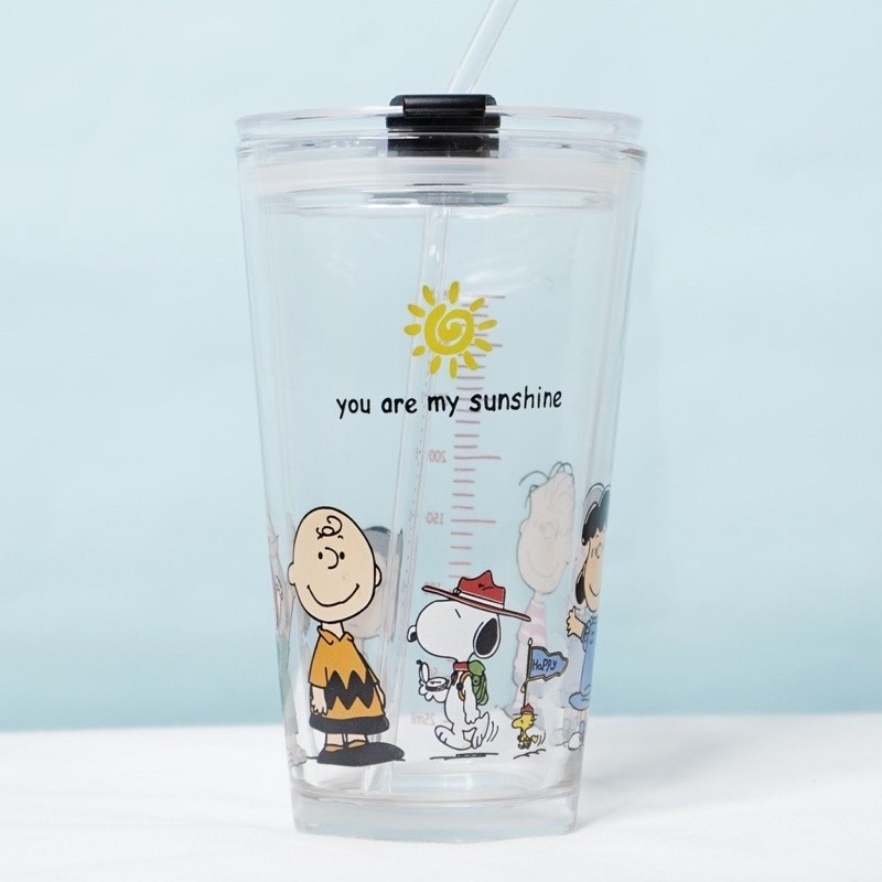 TUMBLER KACA MOTIF KARAKTER LUCU + SEDOTAN GLASS WARE 450ML / GELAS AESTHETIC DENGAN SEDOTAN KACA