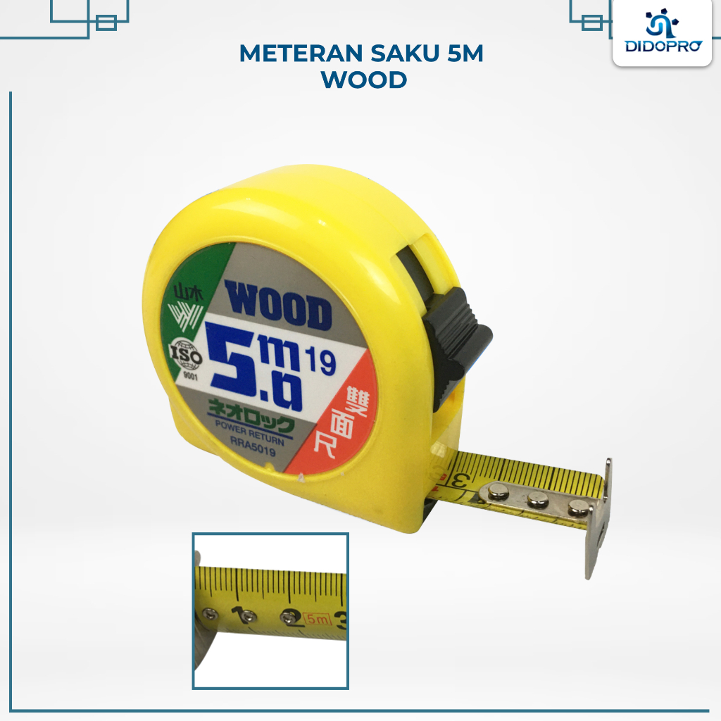 Meteran / Roll Meter 2 Sisi merk WOOD 5 Meter