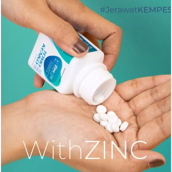 Vitamin Zinc + B6 / Daya tahan Tubuh & Anti Peradangan dan JerawatTomo Kenko Zinc 50 mg + Vitamin B6