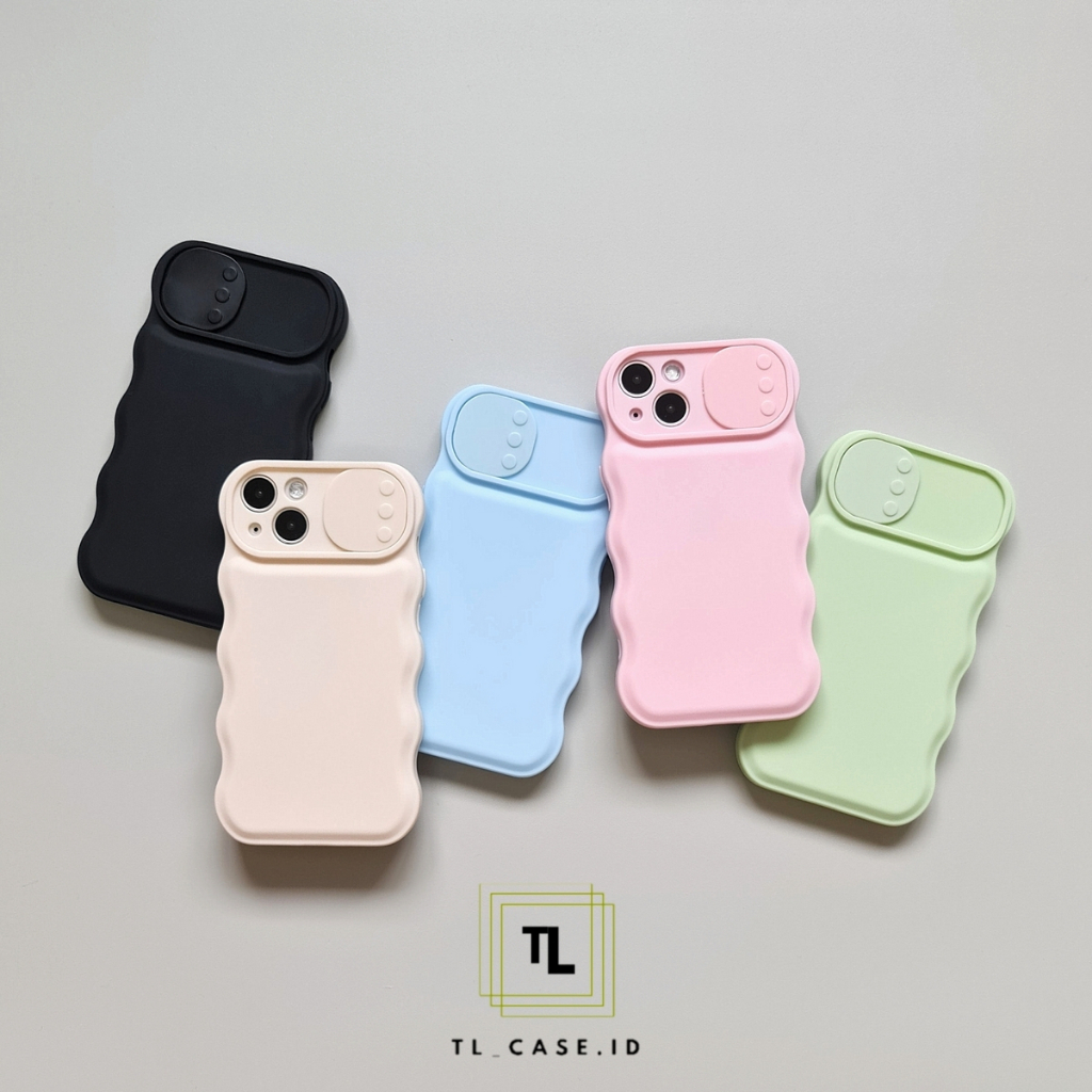 WSC - IPHONE X XS XR 11 11 PRO 11 PRO MAX 12 12 PRO 12 PRO MAX 13 13 PRO 13 PRO MAX 14 14 PRO 14 PRO MAX - WAVE pastel slide candy soft case gelombang berwarna macaroni