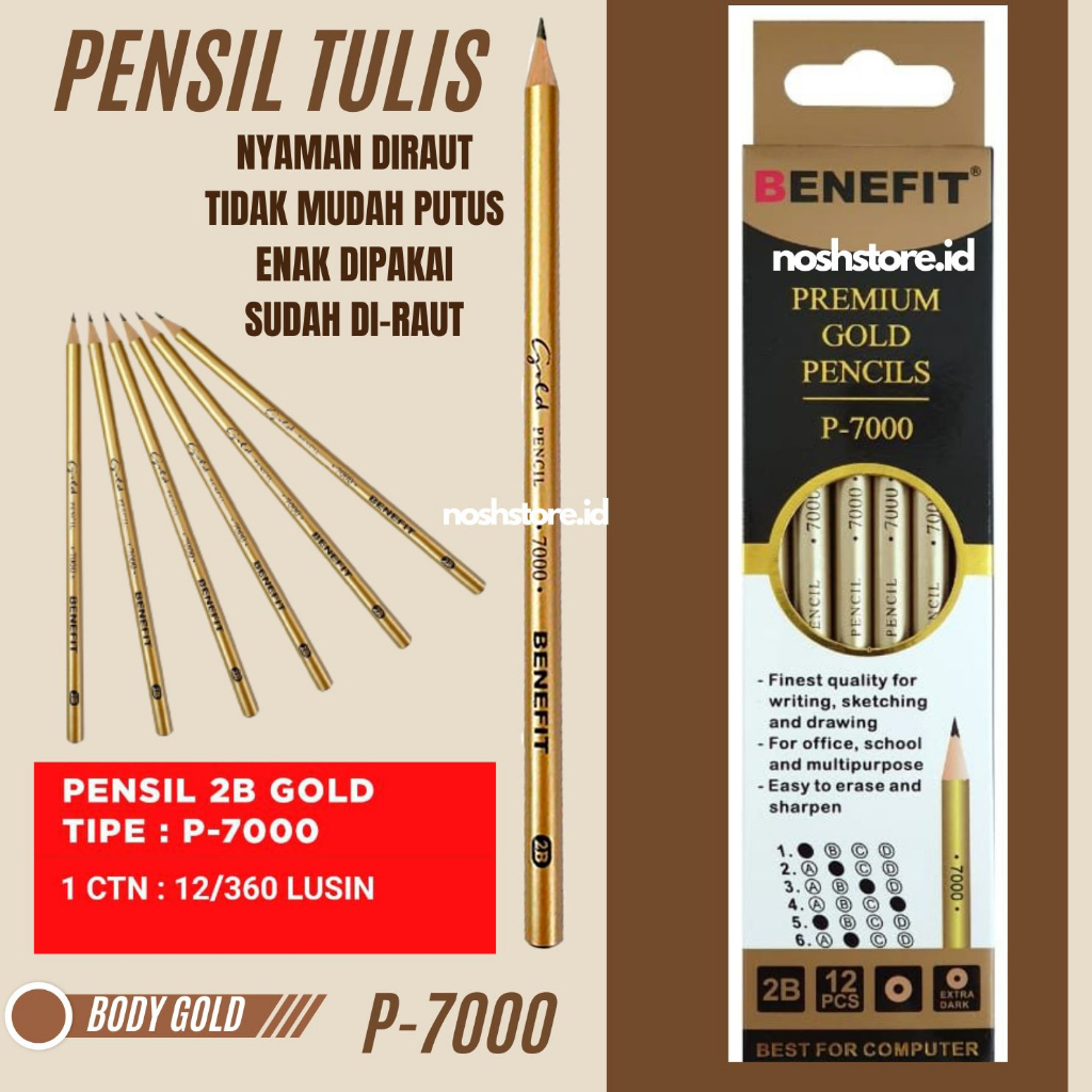 

P7000 Pensil Tulis 2B per pak isi 12 pcs / Pensil Kayu 2B Pensil Ujian 2B / Pensil Premium Benefit
