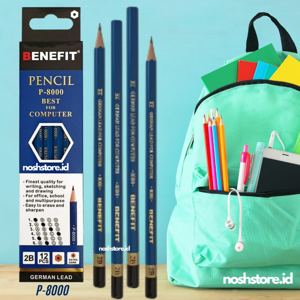 

P8000 Pensil Tulis 2B per pak isi 12 pcs / Pensil Kayu 2B Pensil Ujian 2B / Pensil Premium Benefit