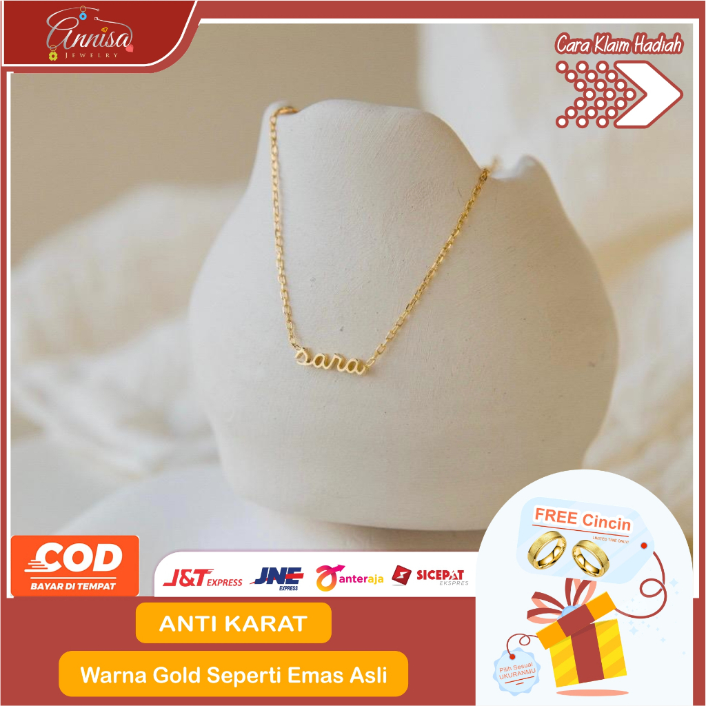 Kalung Nama model mini sara titanium fashion wanita