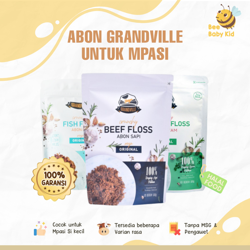 

Grandville abon sapi ayam ikan Mpasi Bayi 100 gr non MSG tanpa pengawet bahan alami Original